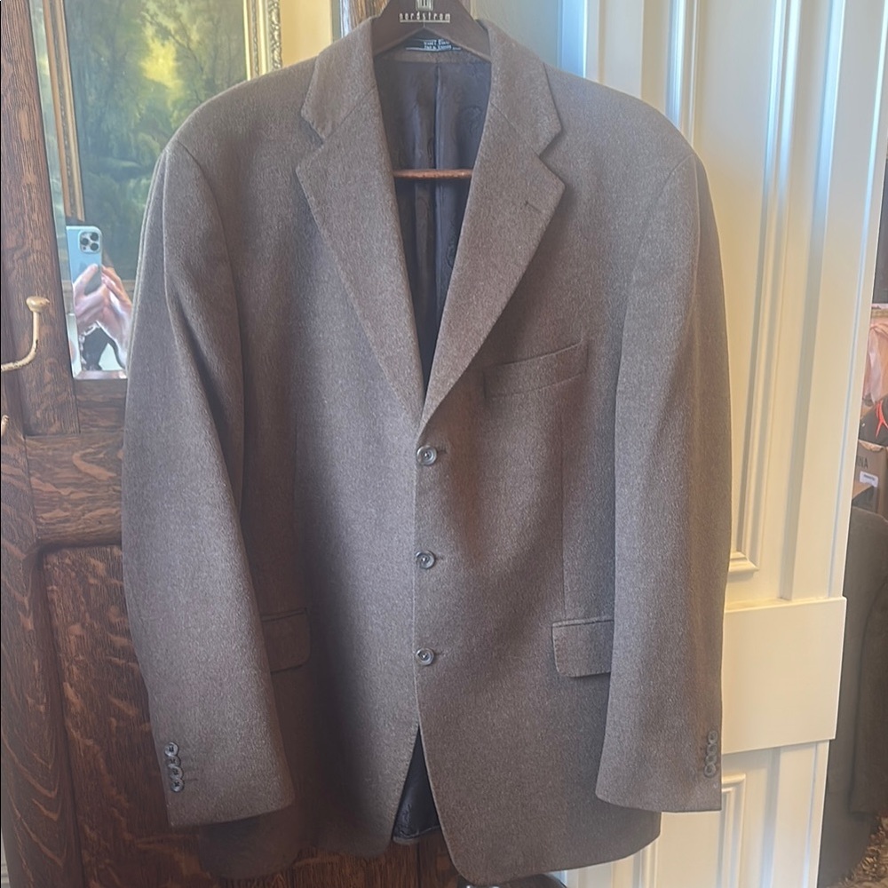Cashmere and Mink Brown blazer jacket with Notched Lapels 44R Arnold Brant